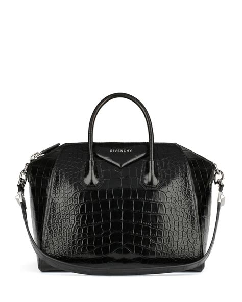 givenchy antigona medium genuine crocodile satchel bag black|givenchy antigona on sale.